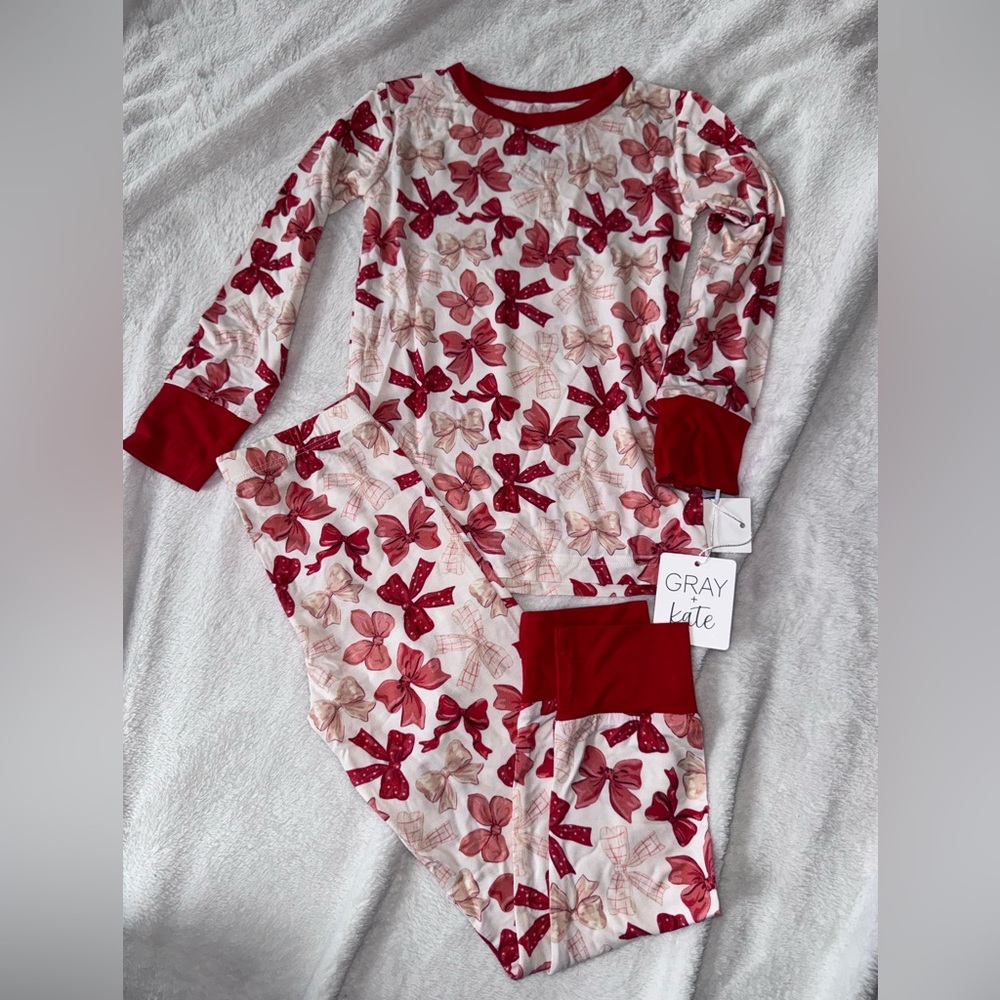 Gray & Kate Red Bow Print Bamboo Pajama Set